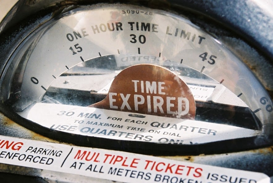 Time expired sign on parking meter