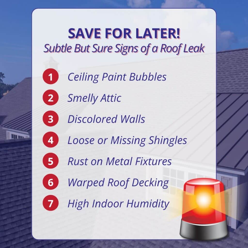 subtle signs of a roof leak